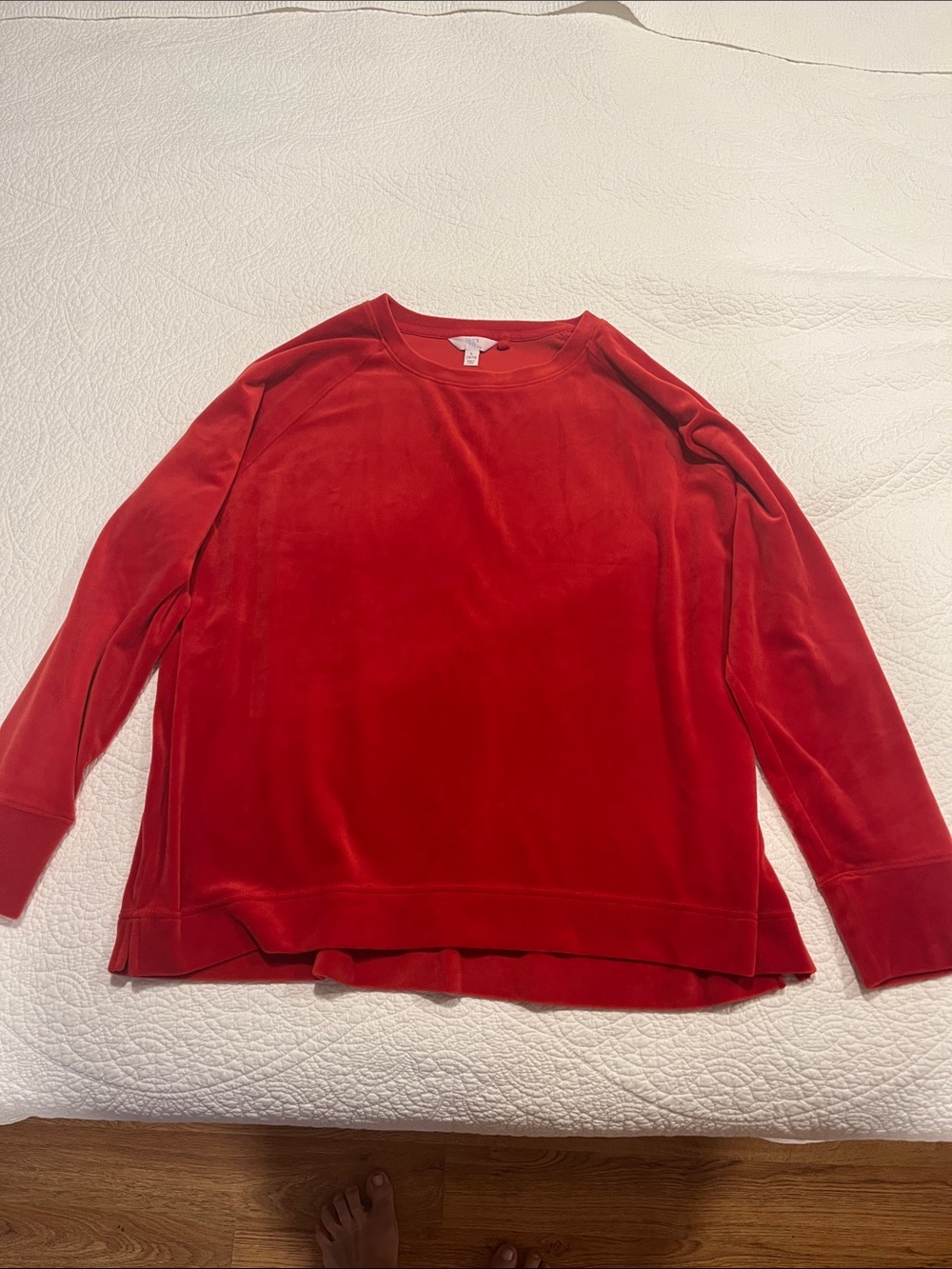 Time and Tru Red Velvet Scoop Crewneck Sweater
